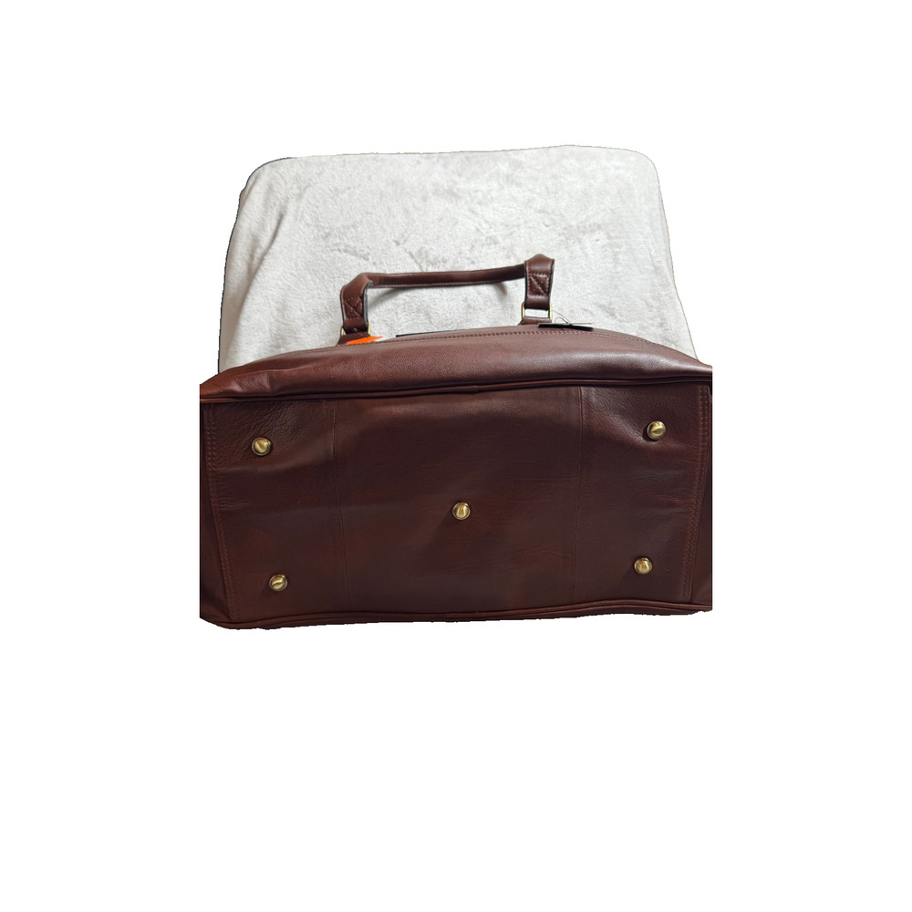NFL Dallas Cowboys Brown Genuine Leather Weekender Duffel Bag New With Tags - Picture 12 of 16